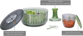 img 1 attached to Brieftons Salad Spinner and Chopper: Large 6.3-Quart Vegetable Washer Dryer for Lettuce Greens, with Bonus 0.95-Quart Veggie Mixer Chopper, Compact Storage, Easy Push Operation for Quick Veggie Prepping