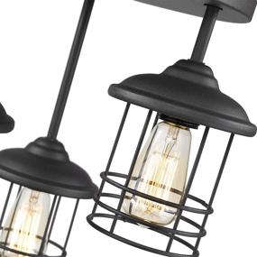 img 3 attached to 🔲 Emliviar 3-Light Black Metal Cage Semi-Flush Mount Ceiling Light Fixture, Close to Ceiling Light with Stylish Finish, 1803CW1-D-3 BK