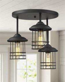img 1 attached to 🔲 Emliviar 3-Light Black Metal Cage Semi-Flush Mount Ceiling Light Fixture, Close to Ceiling Light with Stylish Finish, 1803CW1-D-3 BK