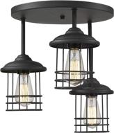 🔲 emliviar 3-light black metal cage semi-flush mount ceiling light fixture, close to ceiling light with stylish finish, 1803cw1-d-3 bk логотип
