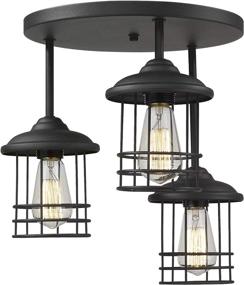 img 4 attached to 🔲 Emliviar 3-Light Black Metal Cage Semi-Flush Mount Ceiling Light Fixture, Close to Ceiling Light with Stylish Finish, 1803CW1-D-3 BK
