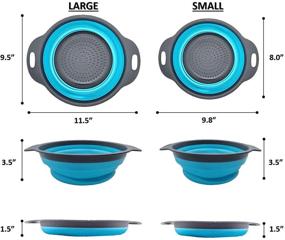 img 3 attached to 🍽️ Atashojoe Collapsible Colander Set of 2 - Silicone Food Grade Strainer with Plastic Handle - Flexible Heat Resistant Space Saver Dishwasher Safe Drainer for Vegetables, Fruit (Blue), Home Kitchen