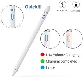 img 3 attached to 🖊️ Rechargeable Fine Point Stylus Pens for Touch Screens - Active Stylus Compatible with Apple iPad, iPhone, and Other Tablets (White, 1.5mm)