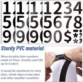img 1 attached to 📬 High Contrast Black PVC Mailbox Number Stickers (0-9) - 4 Pack 4 inch Self Adhesive Waterproof Sticker for Mailbox, Signs, Door, Cars, Trucks: Ideal for Home, Business, Address, and Outdoor Use