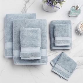 img 3 attached to 🛁 Welhome Ideal Luxurious Hygro Cotton Polyester 6 Piece Towel Set - Dusty Blue - Quick-Dry, Fade Resistant, Absorbent & Durable - Softer and Lofter Wash After Wash - 600 GSM - Includes 2 Bath, 2 Hand, and 2 Wash Towels