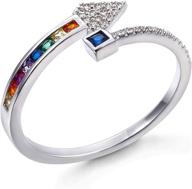 💍 humlbird adjustable rainbow silver white gold plated cubic zircon wedding promise rings for her: stylish stackable options for women logo