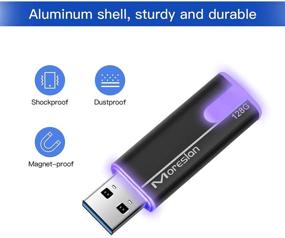 img 2 attached to 💾 Флэш-накопитель High Speed USB 3.0 - 128 ГБ Moreslan Thumb Drive с LED-подсветкой и шнурком - Водонепроницаемый алюминиевый USB-накопитель для резервного копирования данных - Совместим с ПК, планшетами, ноутбуками и другими USB-устройствами.