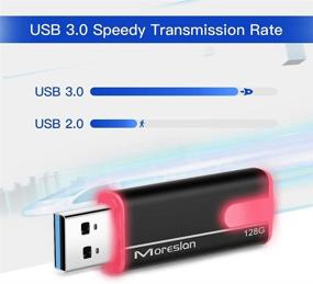 img 3 attached to 💾 Флэш-накопитель High Speed USB 3.0 - 128 ГБ Moreslan Thumb Drive с LED-подсветкой и шнурком - Водонепроницаемый алюминиевый USB-накопитель для резервного копирования данных - Совместим с ПК, планшетами, ноутбуками и другими USB-устройствами.