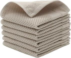 img 4 attached to JNRWJM 100% Cotton Dish Cloths Dish Towel, Kitchen Washcloths, Dish Rags - Pack of 🧽 6, Dish Cloths for Washing Dishes, Absorbent Kitchen Dish Towels Quick Drying Hand Towel (Khaki, 12x12 inches)
