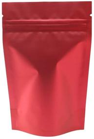 img 3 attached to 🛍️ 100-Pack Red Metallic Mylar Ziplock Bags - Clear Window Standup, 3.5oz Capacity