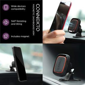 img 2 attached to CONNEKTO Magnetic Car Dashboard Arm A014: Universal Black Smartphone Holder For Vehicle Car Dash Rotates Tilts