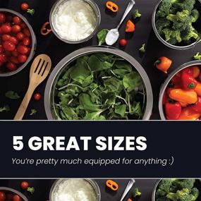 img 3 attached to 🍲 WHYSKO Stainless Steel Mixing Bowls Set: Convenient Meal Prep and Kitchen Storage Solution with Ecofriendly Reusable Design and Black Lids