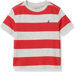 img 1 attached to 👕 Stylish Nautica Sleeve Striped T-Shirt Carmine for Boys - Browse Tops, Tees & Shirts!