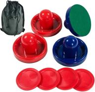 🍋 lemon home two colored air hockey pushers and red pucks - game table replacement accessories (4 striker, 4 puck packs) logo