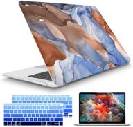 i-king пластиковый чехол с жестким корпусом и клавиатурной накладкой для macbook air 13 дюймов 2020 2019 2018 выпуск m1 a2337/a1932/a2179 с retina дисплеем touch id - абстрактный мрамор. логотип