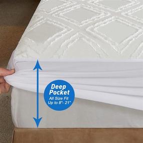 img 2 attached to 🛏️ Premium Smooth Fabric Waterproof Mattress Protector with Tassels - Queen Size, Fits up to 18 Inches Deep Pocket Bed Cover for Adults, Kids, and Pets - White (60"×80")