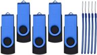 🔑 kepmem usb flash drive bulk 2gb pack of 5 - metal thumb drives multipack - portable memory stick - blue swivel jump drive - ideal for company, business, party data storage logo