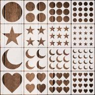 🎨 pack of 16 kids stencils for home decor - reusable star, circle, heart, moon shape patterns for wall painting, 5.9 inches logo