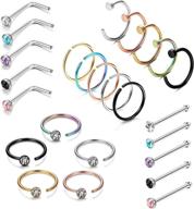 loyallook set of 25 stainless steel fake septum rings - nose hoop clicker retainer set for body jewelry piercing logo