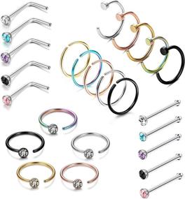 img 4 attached to LOYALLOOK Set of 25 Stainless Steel Fake Septum Rings - Nose Hoop Clicker Retainer Set for Body Jewelry Piercing