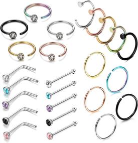 img 3 attached to LOYALLOOK Set of 25 Stainless Steel Fake Septum Rings - Nose Hoop Clicker Retainer Set for Body Jewelry Piercing