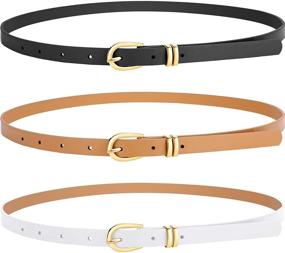 img 4 attached to 👗 Stylish and Versatile 3-Piece Women's PU Leather Belts: Skinny Casual Jean Belt with Metal Buckle for Formal Dress