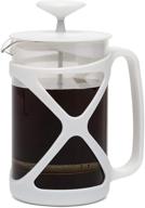 🍵 premium filtration french press: primula tempo 24 oz, heat resistant borosilicate glass, no grounds, white logo