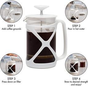 img 1 attached to 🍵 Premium Filtration French Press: Primula Tempo 24 oz, Heat Resistant Borosilicate Glass, No Grounds, White