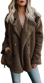 img 3 attached to Alicegana Women's Plush Button Fuzzy Coat Jackets with Lapel Pocket Suit Collar - Autumn and Winter New Collection
