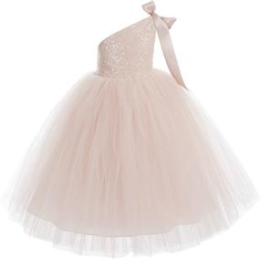 img 4 attached to 👗 Stylish Ekidsbridal One Shoulder Wedding Pageant Dresses - Grab Gorgeous Girls' Clothing for Special Occasions!