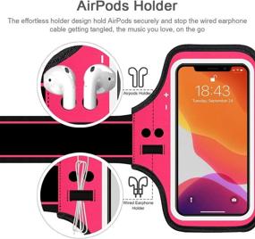 img 1 attached to 📱 JEMACHE Water Resistant Gym Workouts Running Armband Case with AirPods Holder for iPhone 13 Pro, 12 Pro, 11 Pro, X, XS, 13, 12, and 11 Pro Max (Rosy)