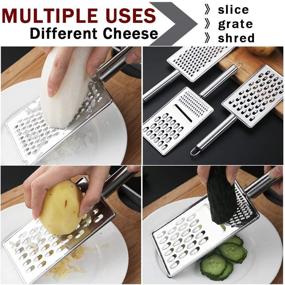 img 1 attached to 🧀 3-Piece Set of Stainless Steel Handheld Cheese Graters with Hanging Loop – Ideal for Shredding Cheese, Chocolate, Butter, Fruits, and Vegetables in the Kitchen