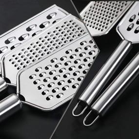 img 2 attached to 🧀 3-Piece Set of Stainless Steel Handheld Cheese Graters with Hanging Loop – Ideal for Shredding Cheese, Chocolate, Butter, Fruits, and Vegetables in the Kitchen