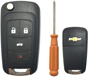 img 4 attached to Flip Folding Keyless Entry Replacement Key Fob Case Cover Fit For 2010 2011 2012 2013 2014 Chevy Camaro Cruze Malibu Equinox Sonic Impala Remote Key Fob Shell OHT01060512 (4 Buttons)