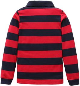 img 3 attached to 👕 Boys' Long Sleeve Striped Polo Shirts by HowJoJo - Soft Cotton T-Shirts for Kids