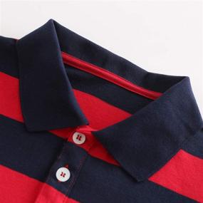 img 2 attached to 👕 Boys' Long Sleeve Striped Polo Shirts by HowJoJo - Soft Cotton T-Shirts for Kids