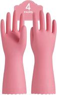 versatile and durable pink dishwashing gloves: pacific ppe 4 pairs reusable gloves for effective cleaning, kitchen use, unlined, latex free, small size logo