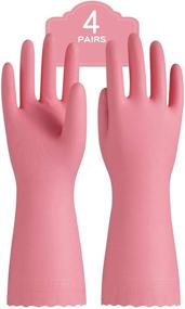 img 4 attached to Versatile and Durable Pink Dishwashing Gloves: Pacific PPE 4 Pairs Reusable Gloves for Effective Cleaning, Kitchen Use, Unlined, Latex Free, Small Size