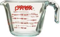 🔴 pyrex prepware 1-cup measuring cup: transparent with vibrant red measurements logo