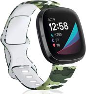 📿 topperfekt camouflage silicone pattern printed strap bands for fitbit versa 3 and sense - replacement wristbands for women and men (s: 5.5" - 7.2" wrists) logo