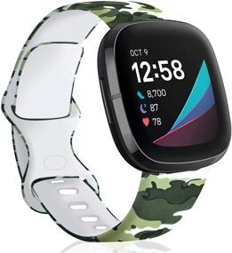 img 4 attached to 📿 TopPerfekt Camouflage Silicone Pattern Printed Strap Bands for Fitbit Versa 3 and Sense - Replacement Wristbands for Women and Men (S: 5.5" - 7.2" Wrists)