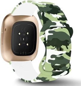 img 3 attached to 📿 TopPerfekt Camouflage Silicone Pattern Printed Strap Bands for Fitbit Versa 3 and Sense - Replacement Wristbands for Women and Men (S: 5.5" - 7.2" Wrists)