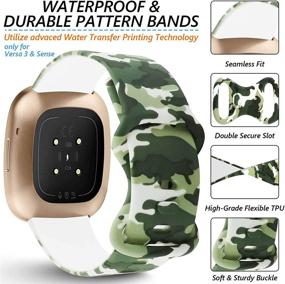 img 1 attached to 📿 TopPerfekt Camouflage Silicone Pattern Printed Strap Bands for Fitbit Versa 3 and Sense - Replacement Wristbands for Women and Men (S: 5.5" - 7.2" Wrists)
