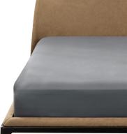 🛏️ bedsure queen size grey fitted sheet - up to 14" mattress depth - extra soft brushed microfiber - wrinkle & fade resistant - dark grey queen fitted sheet only logo