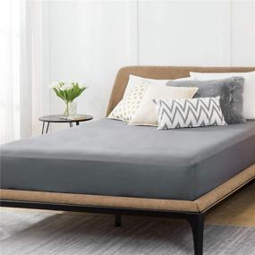 img 3 attached to 🛏️ Bedsure Queen Size Grey Fitted Sheet - Up to 14" Mattress Depth - Extra Soft Brushed Microfiber - Wrinkle & Fade Resistant - Dark Grey Queen Fitted Sheet Only