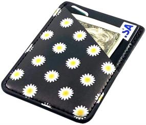 img 3 attached to CalorMixs Stretchy Credit Card Holder for Back of Phone - Convenient Stick On Wallet for Android Smartphones - Daisy White