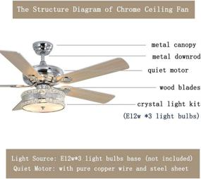 img 1 attached to 💎 LuxureFan 52-Inch Crystal Ceiling Fan with Remote Control, 3 Lights, 5 Wood Blades, LED Chandelier Fan for Home Decoration