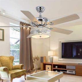 img 3 attached to 💎 LuxureFan 52-Inch Crystal Ceiling Fan with Remote Control, 3 Lights, 5 Wood Blades, LED Chandelier Fan for Home Decoration