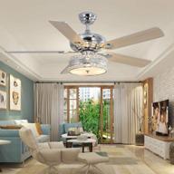 💎 luxurefan 52-inch crystal ceiling fan with remote control, 3 lights, 5 wood blades, led chandelier fan for home decoration логотип