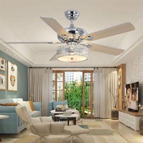 img 4 attached to 💎 LuxureFan 52-Inch Crystal Ceiling Fan with Remote Control, 3 Lights, 5 Wood Blades, LED Chandelier Fan for Home Decoration